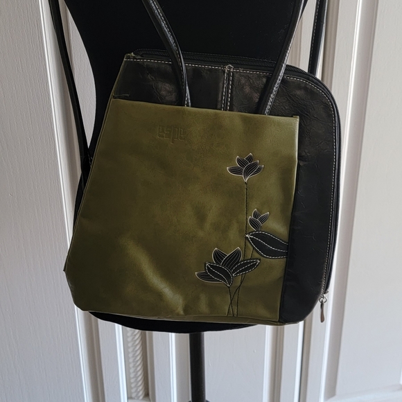 Espe Vegan Purse/backpack 11 x 10 Olive Green - Picture 2 of 12